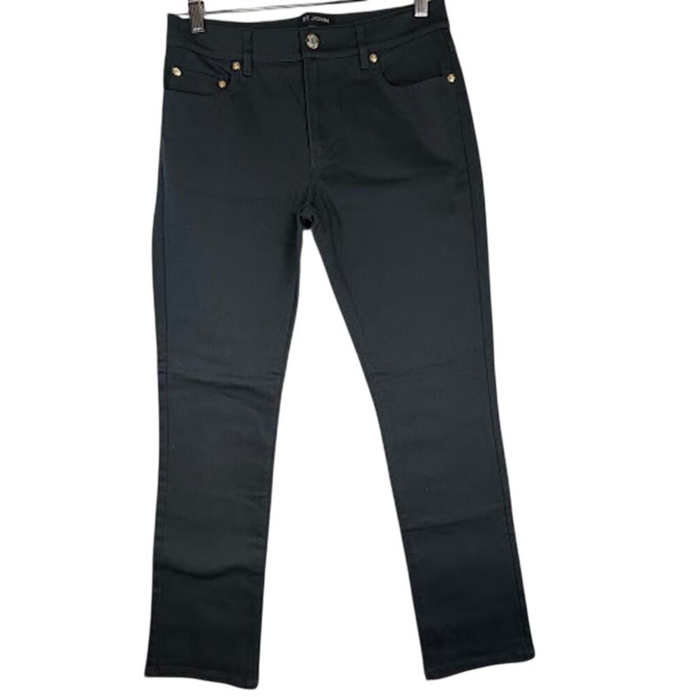 St. John Exclusively for Nordstrom Black Straight Leg Pants 4 Gold Hardware $295